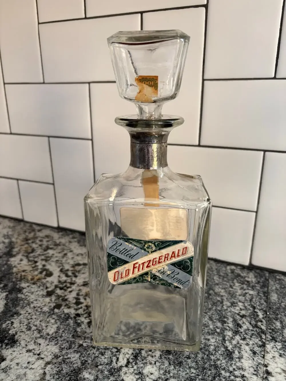 Vintage 50s/60s Old Fitzgerald 6 Year Straight Bourbon Whiskey Decanter Bottle